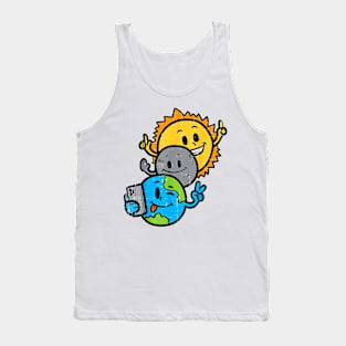 Selfie Earth Moon Sun Funny Total Solar Eclipse 2024 Gift For Boys Girls Kids Tank Top